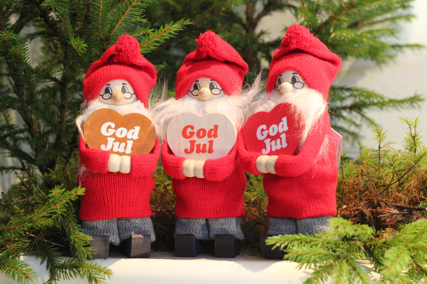 Tomte med god jul-hjärta (rött)